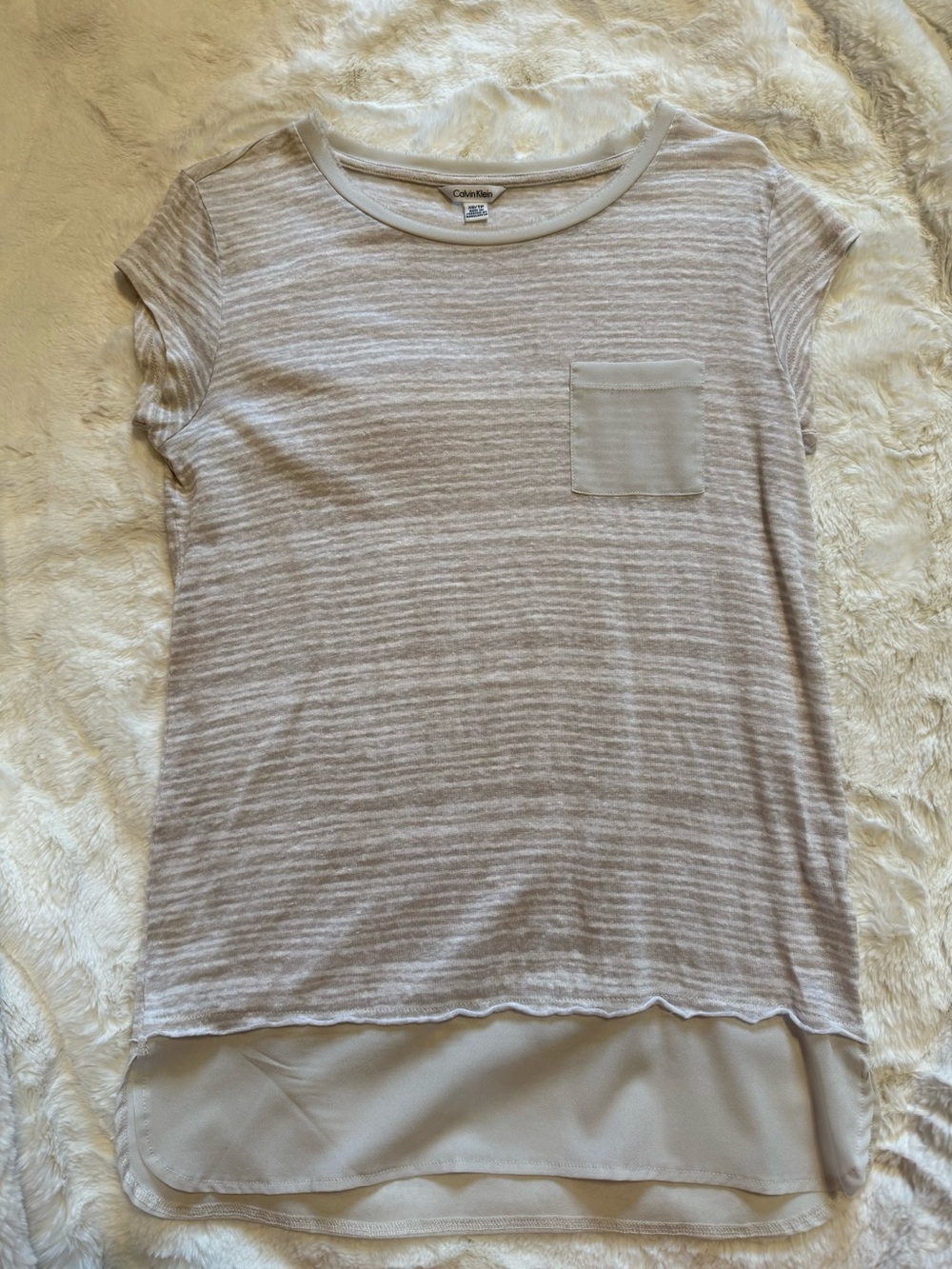 Calvin Klein Women’s Striped Short Sleeve Linen Top